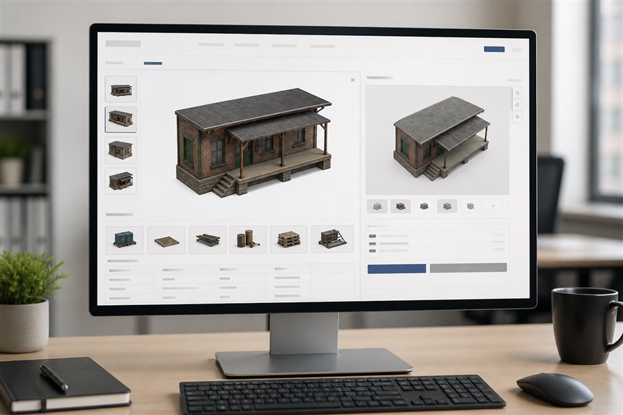 Product page with embedded 3D presentation